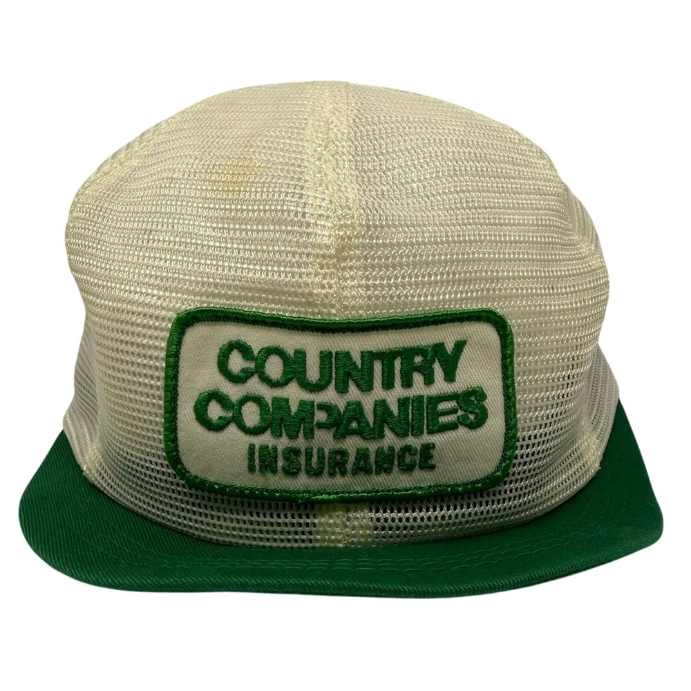 K-Brand Country Companies Insurance Hat Short Brim White Mesh Snapback Vintage